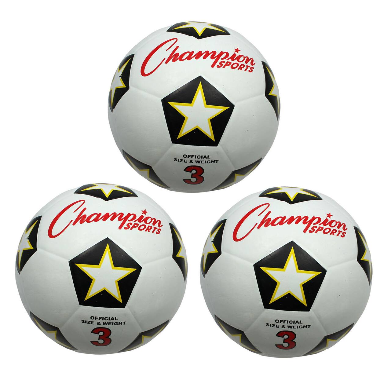 Rubber Soccer Ball Size 3, Pack of 3
